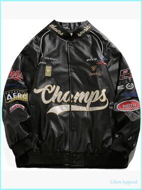 Oversized Faux Leather Racing Jacket Motorcycle Biker Streetwear Unisex